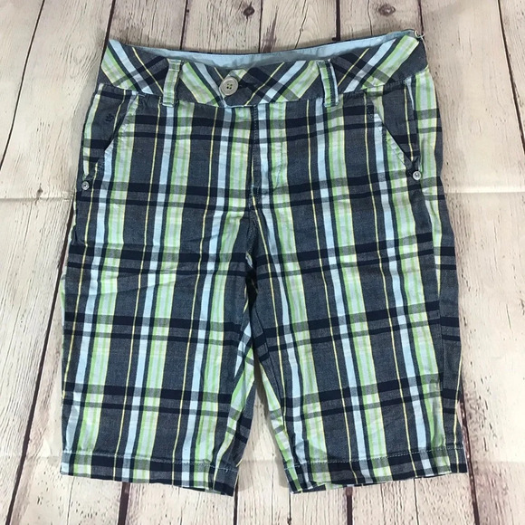 Limited Too Blue and Green Plaid Bermuda Shorts - Size 12 - Picture 1 of 5